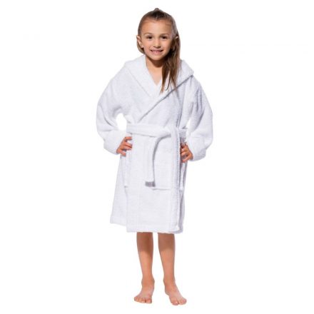 Hotel gyerek fehér frottír kapucnis köntös - 4-6 éves méret - 400 gr/m2 - 5 db/csomag